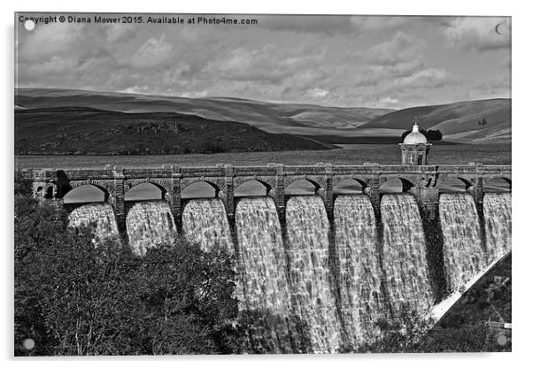  Craig Goch Reservoir in black and White Acrylic by Diana Mower