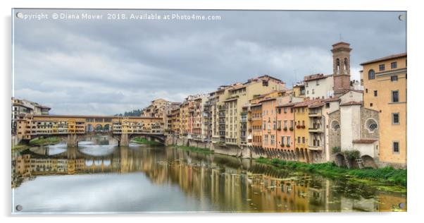 Ponte Vecchio and the river Arno Florence. Acrylic by Diana Mower