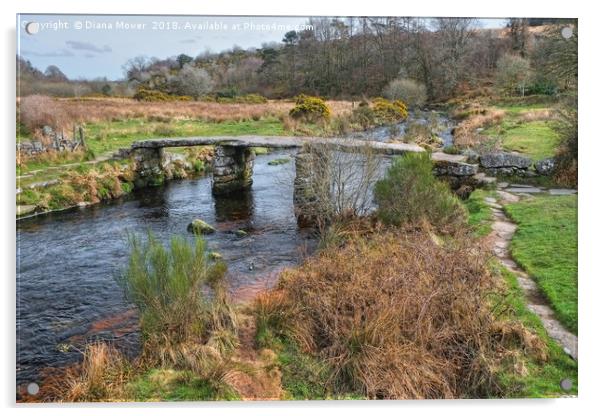 Medieval Clapper bridge Postbridge Acrylic by Diana Mower