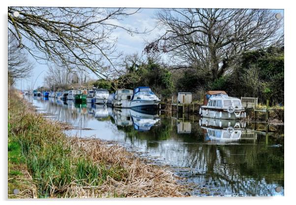 Heybridge Canal boats Acrylic by Diana Mower