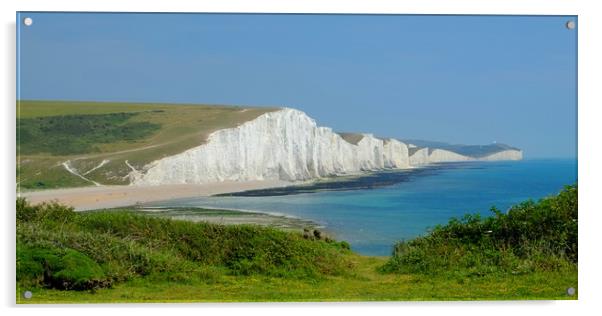 The Seven Sisters From Cuckmere Valley. Acrylic by Diana Mower