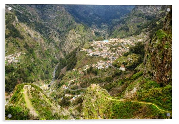  Curral das Freiras, Nuns Valley, Madeira.  Acrylic by Diana Mower