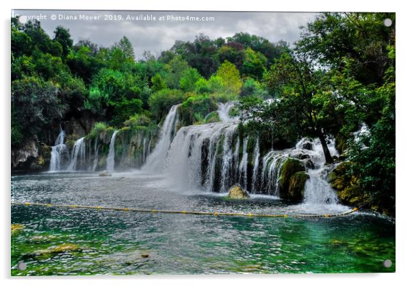 Skradinski buk waterfall Croatia  Acrylic by Diana Mower