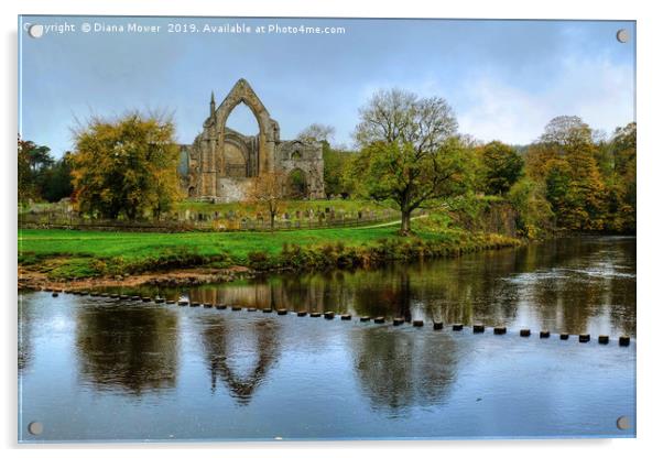 Bolton Abbey Stepping Stones Wharfedale Acrylic by Diana Mower
