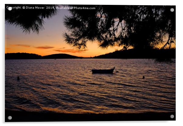  Croatian Beach Sunset Acrylic by Diana Mower