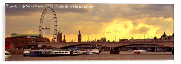 Waterloo Bridge Sunset Acrylic by Diana Mower