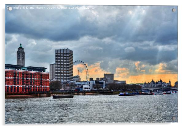 Thames Sunset Acrylic by Diana Mower