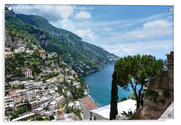 Positano Italy and Amalfi coast Acrylic by Diana Mower