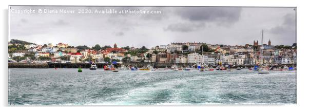 St Peter Port  Guernsey panoramic  Acrylic by Diana Mower