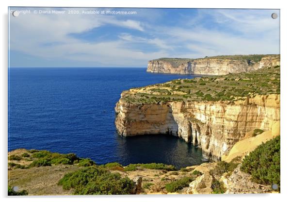Sanap Cliffs Gozo Malta Acrylic by Diana Mower