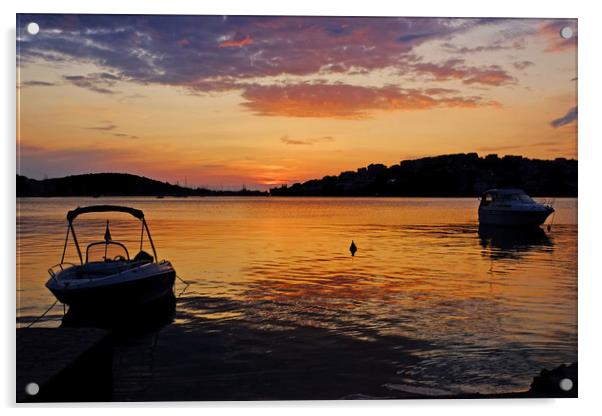 Rogoznica Croatia at sunset Acrylic by Diana Mower