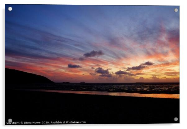  Sand Bay Sunset, Weston Super mare Somerset Acrylic by Diana Mower