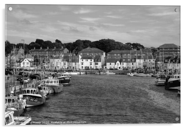 Weymouth Harbour Monochrome Acrylic by Diana Mower