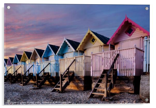 Mersea Beach Huts Essex Acrylic by Diana Mower