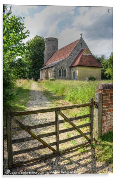 Bardfield Saling Church Essex Acrylic by Diana Mower