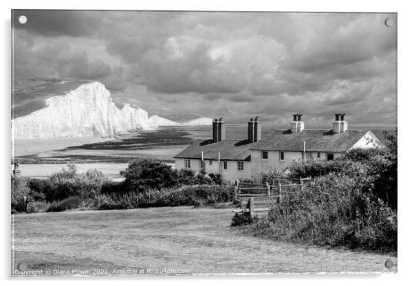 The Seven Sisters Sussex monochrome Acrylic by Diana Mower