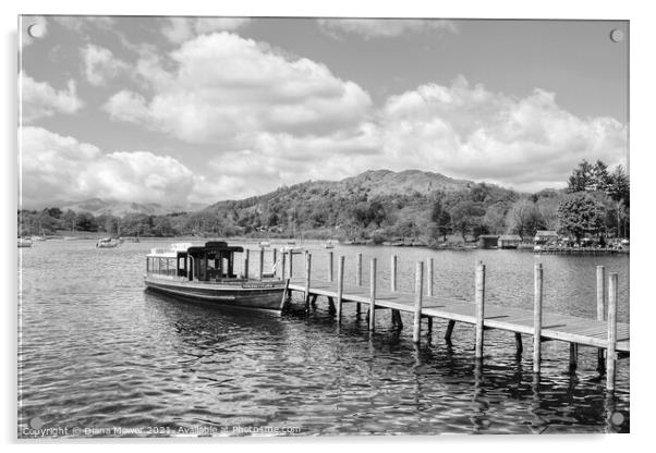 Windermere Jetty Monochrome Acrylic by Diana Mower