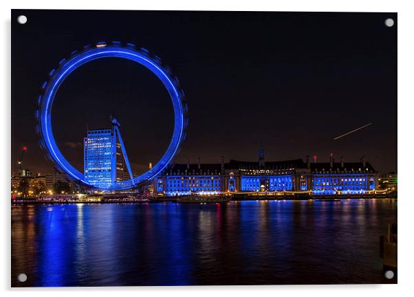 London Eye and Aquarium Acrylic by Carmen Clark