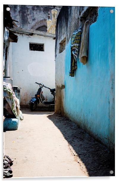 Indian back street, Charminar Acrylic by Carmen Clark