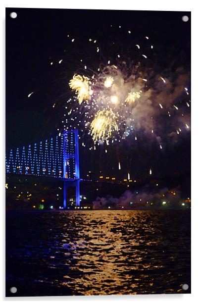 Fireworks delight on Bosphorus Acrylic by Arfabita  