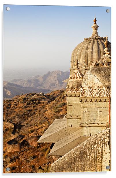 Domes and terrain Kumbhalghar Fort Acrylic by Arfabita  