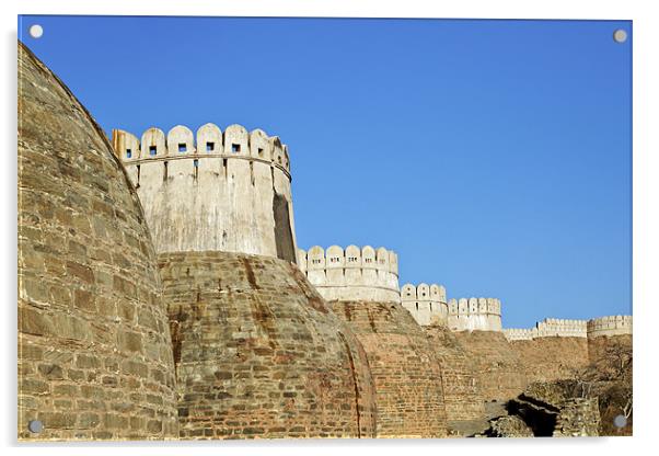 Turrets Kumbhalghar Fort Rajasthan Acrylic by Arfabita  