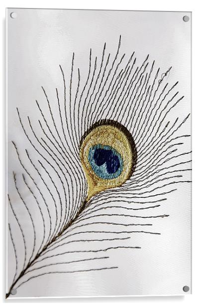 Embroidered peacock feather Shiny material Acrylic by Arfabita  