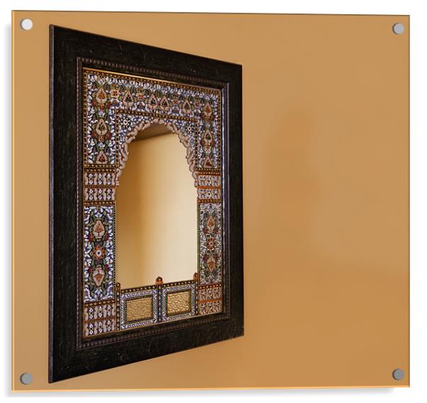 Oak framed indigenous mosiac mirror Acrylic by Arfabita  