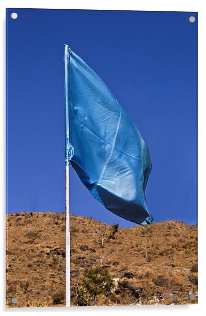 Silky blue flag in the breeze Acrylic by Arfabita  