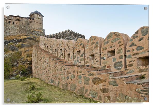 Royal Tower Wall Kumbhalghar Fort Acrylic by Arfabita  