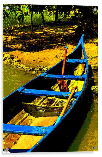 Sharp canoe on sandy Bank Acrylic by Arfabita  
