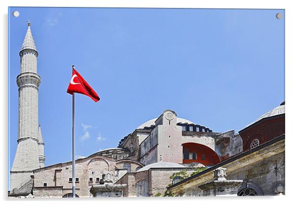 Turkish flag flies over Hagia Sophia Acrylic by Arfabita  
