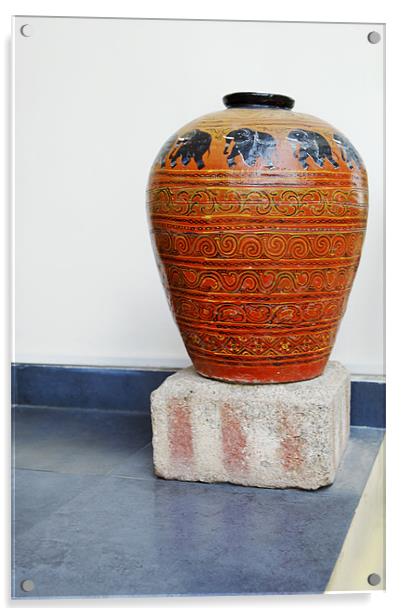 India Tribal Art Garden Vase Feature Acrylic by Arfabita  