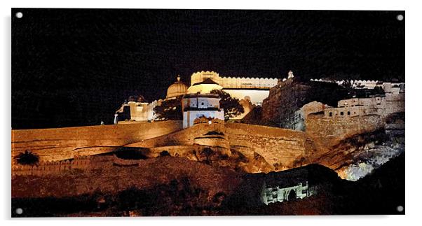 Panorama Kumbhalghar Fort at night Acrylic by Arfabita  