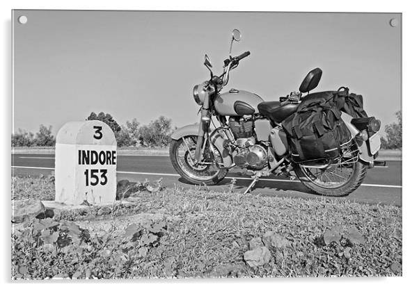 153kms Indore milestone desert storm motorbike Acrylic by Arfabita  