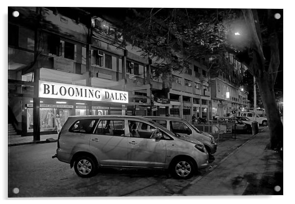 Bloomingdales in Goa under streetlight Acrylic by Arfabita  
