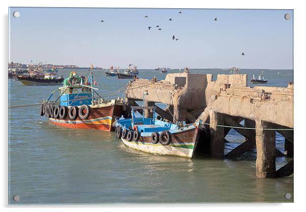 Flight of Birds over Dwarka Harbor Acrylic by Arfabita  