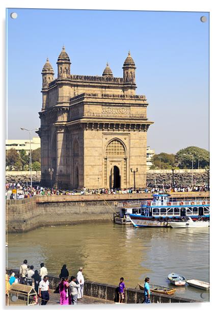 India Gateway from Taj Ocean View Acrylic by Arfabita  