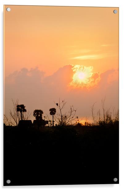 Pondicherry Sunrise Acrylic by Arfabita  