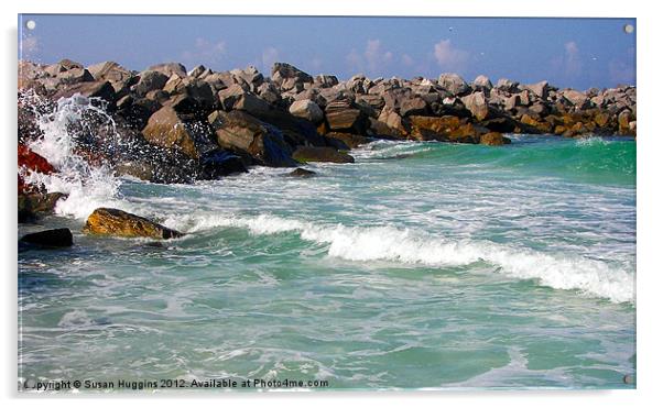 Waves Crashing into Jetty Rocks Acrylic by Susan Medeiros