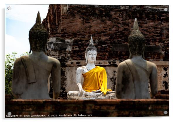 Ancient Buddha Acrylic by Panas Wiwatpanachat