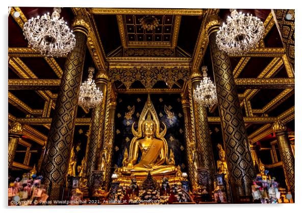 Golden Buddha Acrylic by Panas Wiwatpanachat