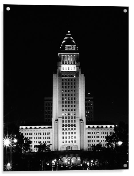L.A. City Hall Acrylic by Panas Wiwatpanachat