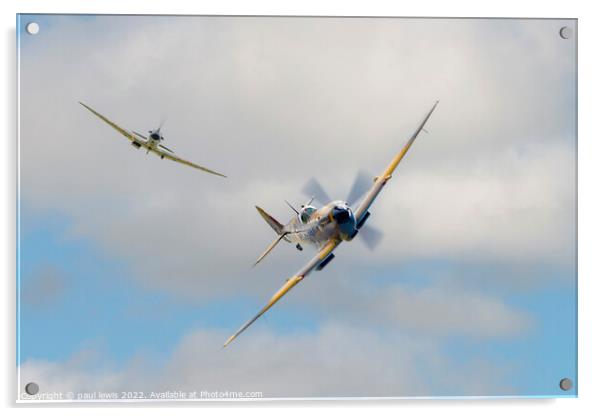 Two Spitfires in flight Acrylic by paul lewis