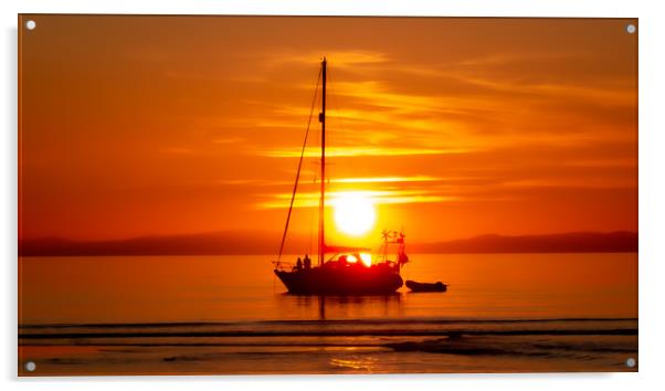 Yacht Sunset Acrylic by paul lewis