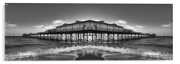 Teignmouth Pier, Mirrored. Acrylic by Louise Wagstaff