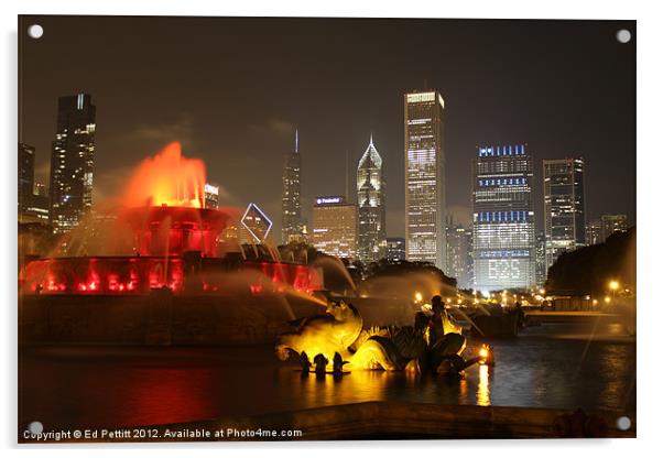 Buckingham Fountain, Chicago Acrylic by Ed Pettitt