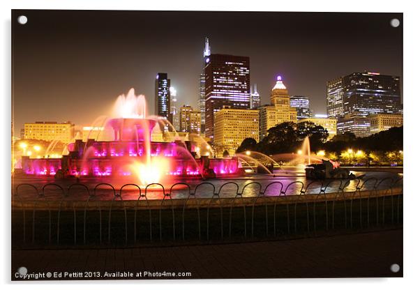 Buckingham Fountain Lights, Chicago Acrylic by Ed Pettitt