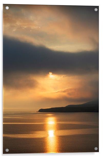 Sunset over Isle Martin Acrylic by Ed Pettitt