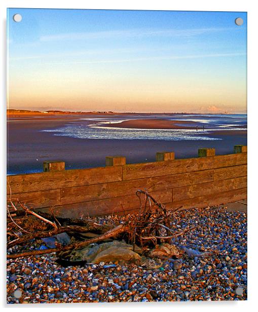 Camber Sands from Rye Harbour Acrylic by Reg Dobson